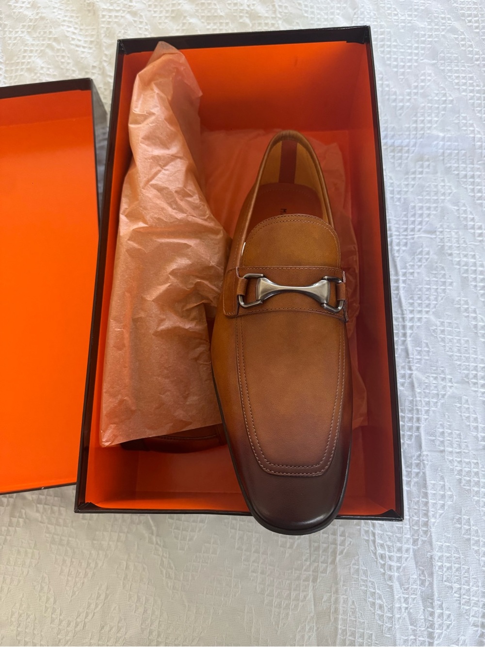 Magnanni Tan/Brown Leather Bit Slip-Ons - Picture 6 of 8